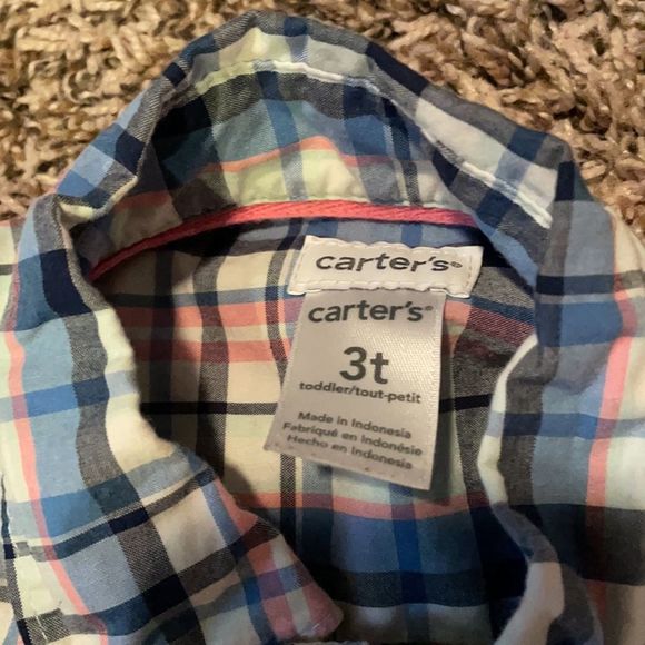 Pink blue plaid button up - Picture 4 of 5